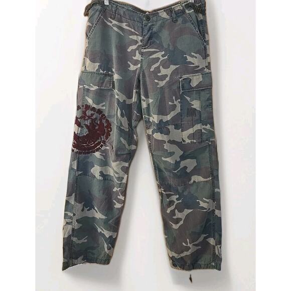 Da Nang Surplus Indo-China Cargo Pants Cotton Camo Y2K Grunge 36x33 Embroidered - Picture 1 of 10